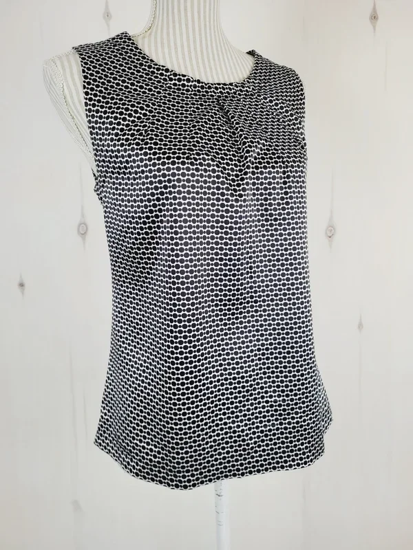 JESSICA BLACK DOTTED SATIN BLOUSE LADIES SIZE 6 PRE-LOVED