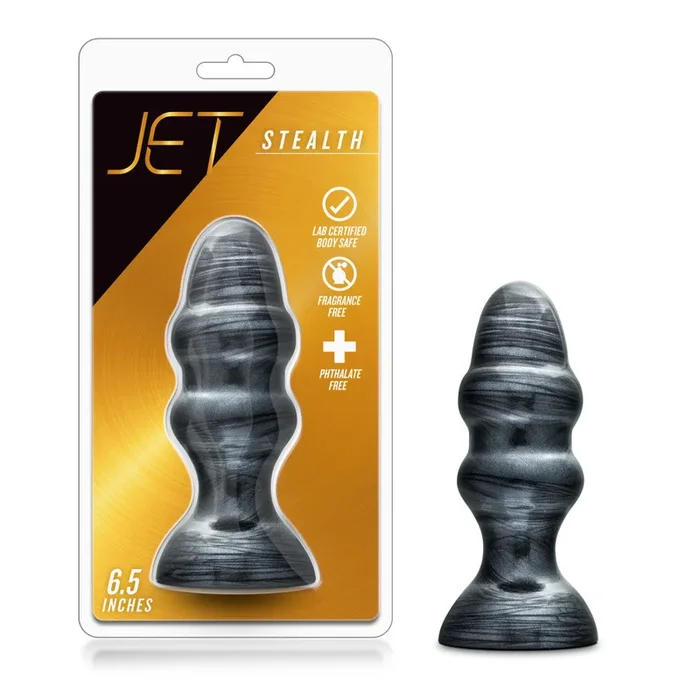 Jet By Blush® | Stealth Carbon Metallic Black 6.5-Inch Anal Plug With Suction Cup Base