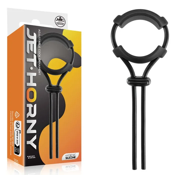 Jet Horny – Black Adjustable Cock Lasso Ring