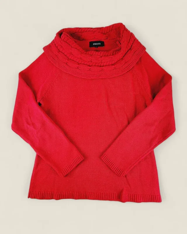JONES & CO RED COWL NECK SWEATER LADIES MEDIUM PRE-LOVED