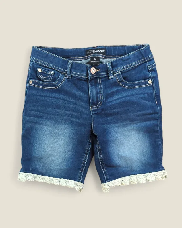 JORDACHE DENIM SHORTS WITH LACE TRIM 12Y PRE-LOVED