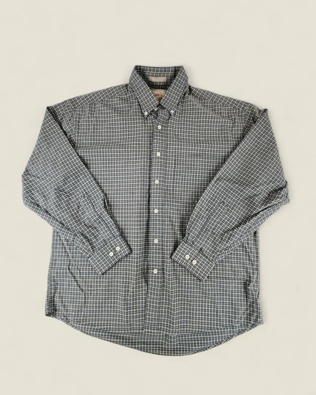 KHAKIS BY ARROW GREEN PLAID DRESS SHIRT MENS LARGE PRE-LOVED