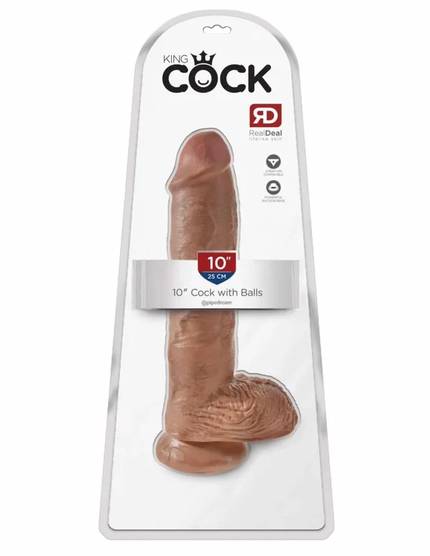 King Cock 10″ Cock With Balls Tan
