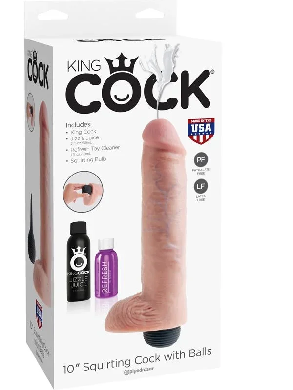KING COCK 10 in. with Balls Squirting REALISTIC DILDO