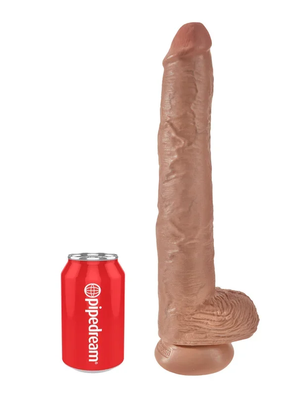 King Cock 14 in. Cock with Balls Tan