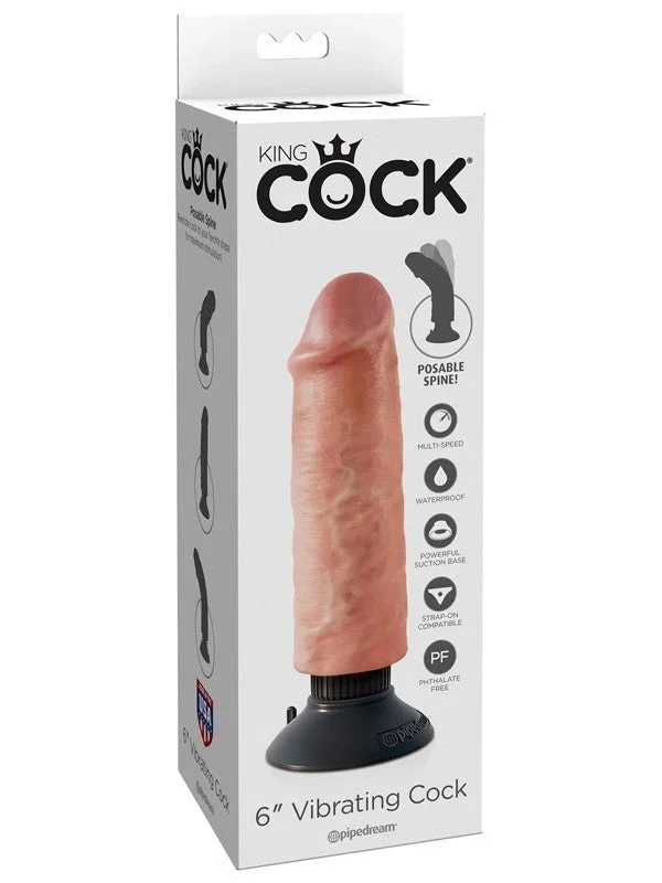 King Cock 6 in. Vibrating Cock Flesh