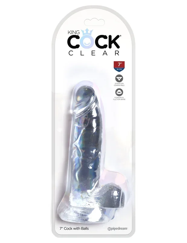 KING COCK 7 in. with Balls Clear REALISTIC DILDO