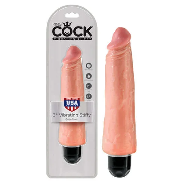 King Cock 8” Vibrating Stiffy Flesh 20.3 cm Vibrating Dong