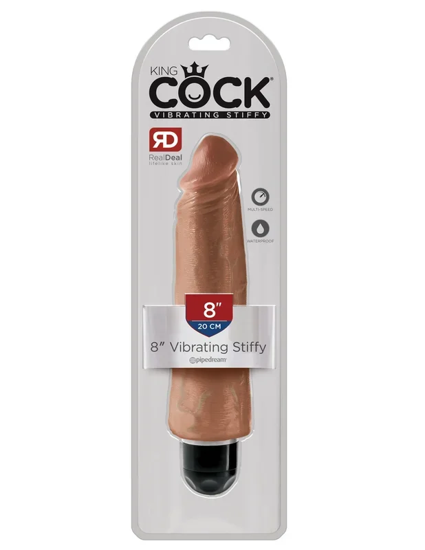 King Cock 8 Inch Vibrating Stiffy – Tan