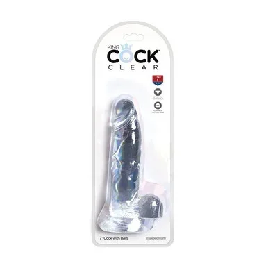 King Cock Clear 7″ Dildo with Balls
