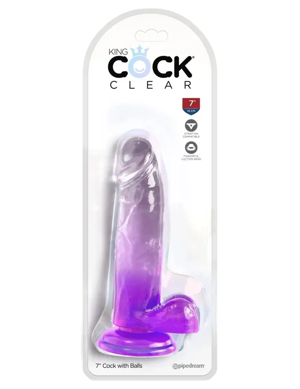 King Cock Clear 7 Inch With Balls – Purple