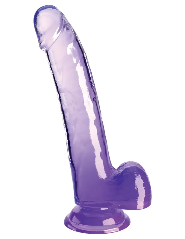 King Cock Clear 9″ with Balls – Purple