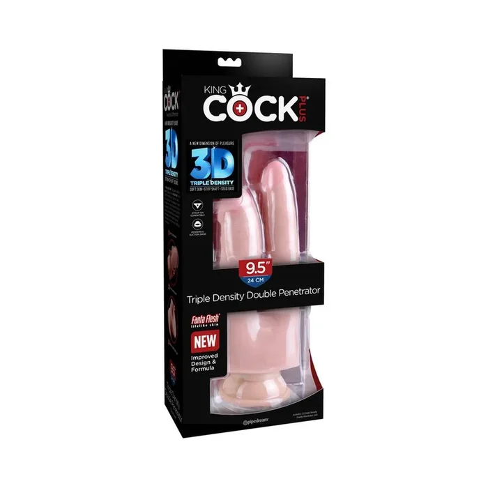 King Cock Plus Triple Density Double Penetrator 9.5 in. Realistic Dildo Beige
