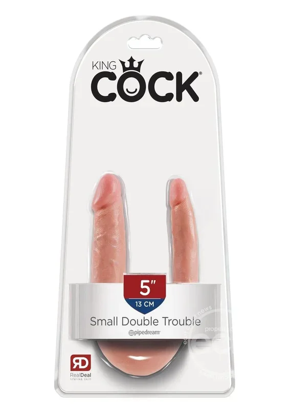 King Cock U-Shaped Small Double Trouble Dildo – Vanilla
