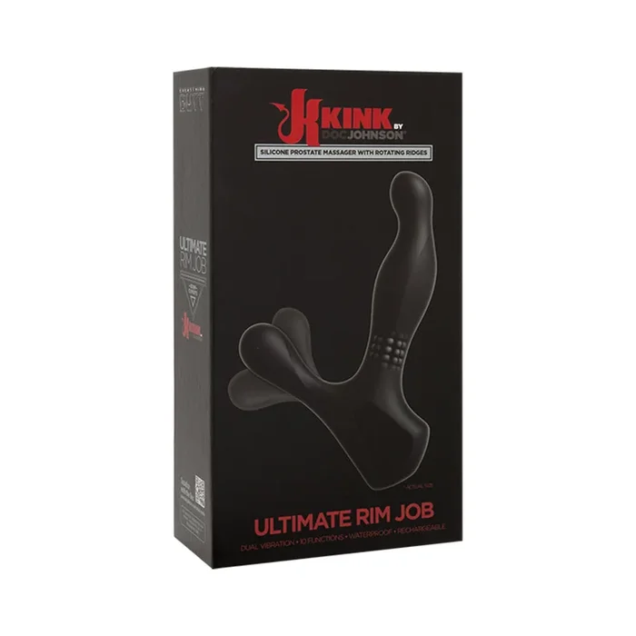 Kink – The Ultimate Rimmer Job Vibrating Silicone Prostate Massager With Rotating Ridges Black