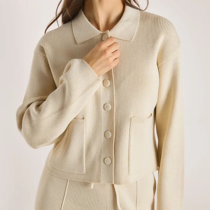 Knitted Oversized Shirt – Cream