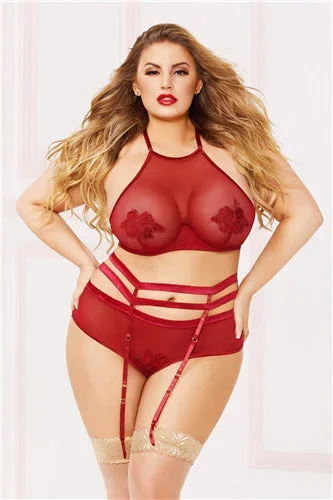 La Vie en Rose Bra Set 10881X Burgundy X/2X (H)