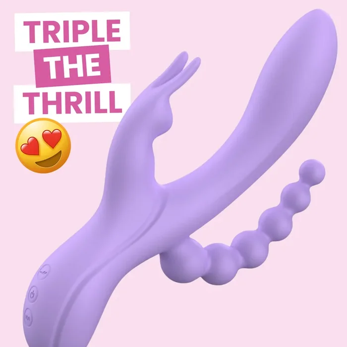 Lavender Trifecta Silicone Triple Stimulator – Powerful Vibes in Dual Motors!