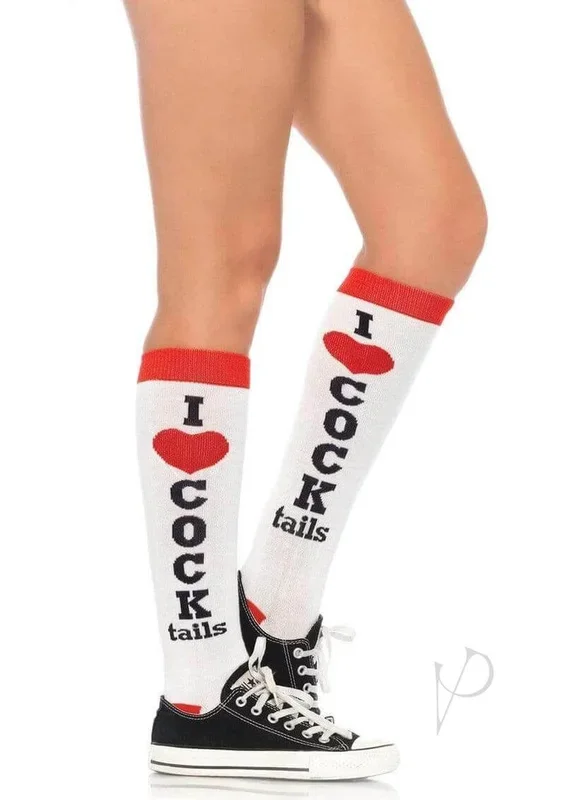 Leg Avenue Cocktails Knee Socks OS White Red