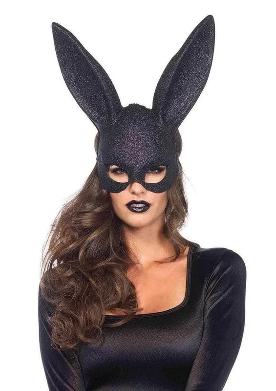 Leg Avenue Glitter Masquerade Bunny Mask OS Black