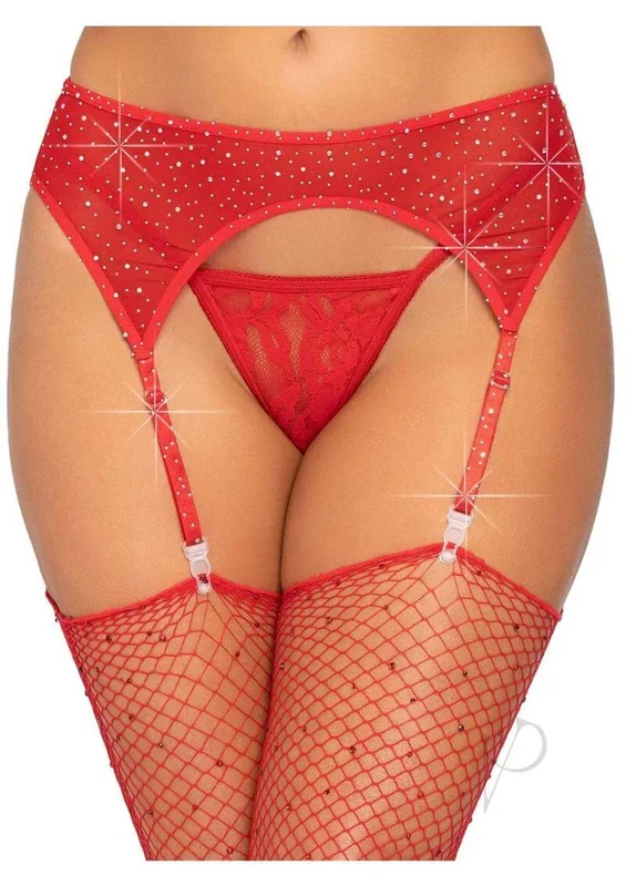 Leg Avenue Rhinestone Garter Belt – OS – Red