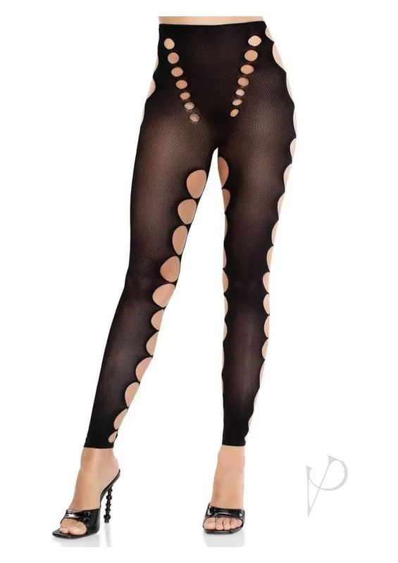 Leg Avenue Seamless Opaque Cut Out Footless Tights Black OS