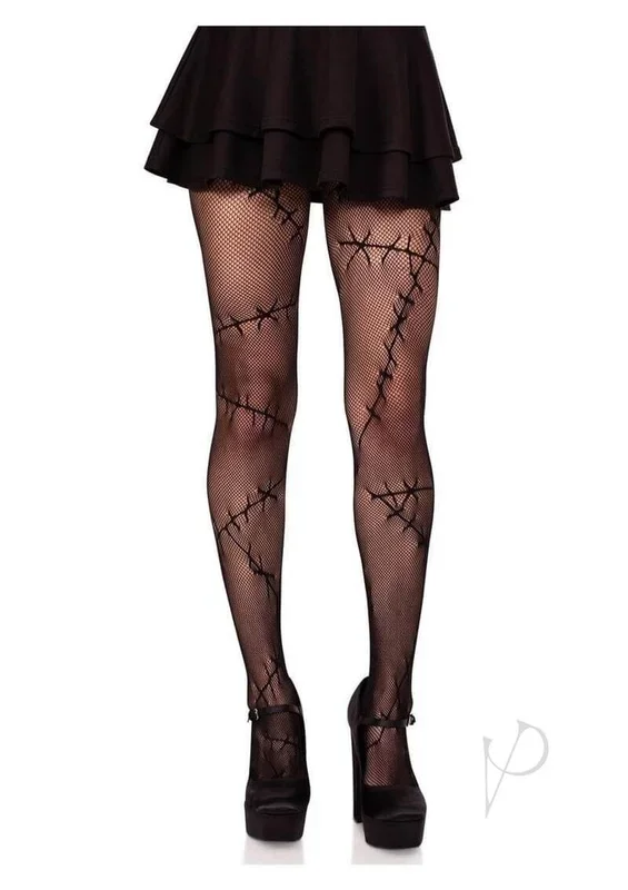 Leg Avenue Stiched Up Net Tights – Black – O/S
