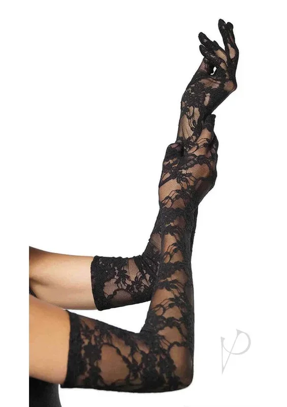 Leg Avenue Stretch Lace Elbow Length Gloves OS Black