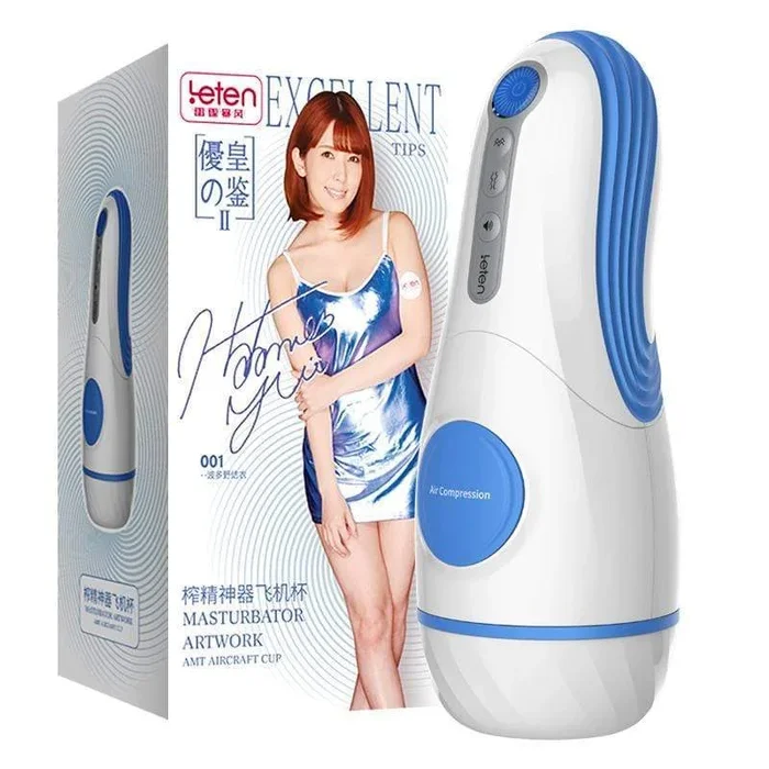 Leten – Excellent Tips Yui Hatano AMT Aircraft Automatic Cup Masturbator (White/Blue)