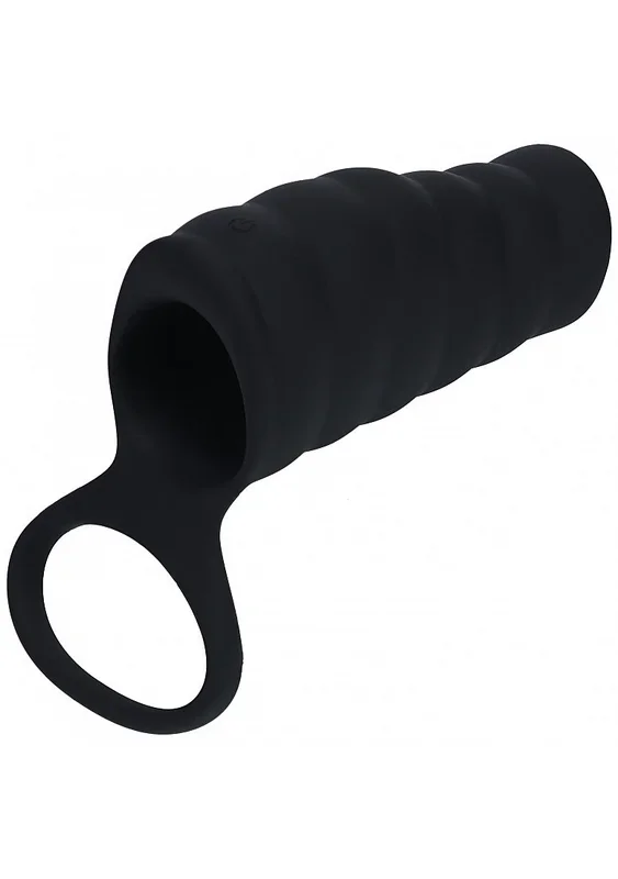 LEVELZ – Vibrating Ribbed Silicone Cock Sleeve & Ball Ring – Black