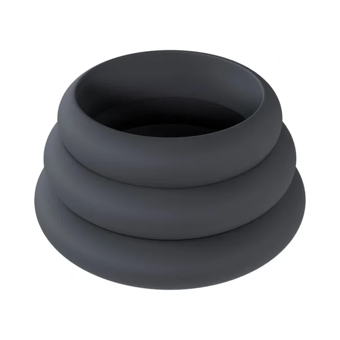 LEVELZ Wide O Silicone Cock Ring Set of 3 (30mm/35mm/42mm) Black