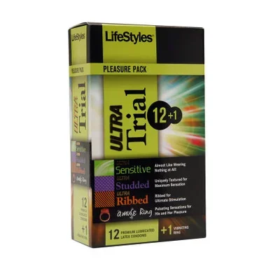 LifeStyles Ultra Trial Condoms 12+1 Pack Plus Erection Enhancer