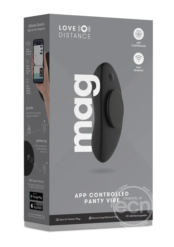 Love Distance Mag App Controlled Silicone Rechargeable Panty Vibe – Black