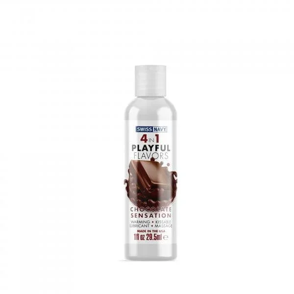 Lubricante Swiss Navy 4 en 1 con sabores divertidos y sabor a chocolate