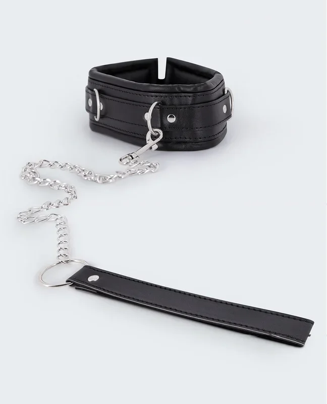 Lust Pu Leather Collar & Leash – Black