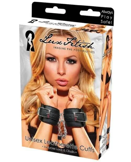 Lux Fetish Unisex Leatherette Cuffs – Durable & Stylish BDSM Restraints