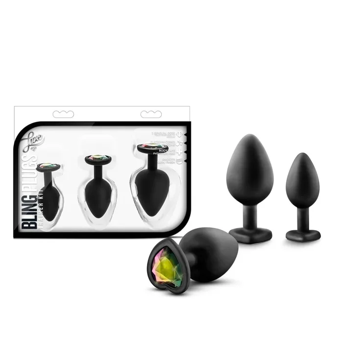 Luxe By Blush® | Bling’s Training Kit Black With Rainbow Gems Anal Plug