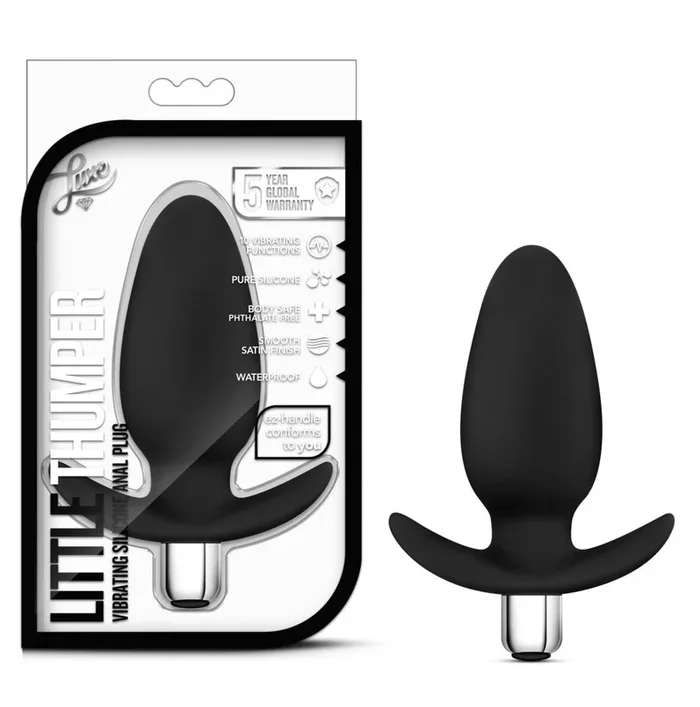 Luxe By Blush® | Little Thumper Black 4.5-Inch Vibrating Anal Plug With Handle