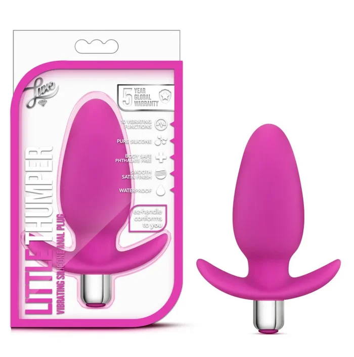 Luxe By Blush® | Little Thumper Fuchsia 4.75-Inch Vibrating Anal Plug With Handle