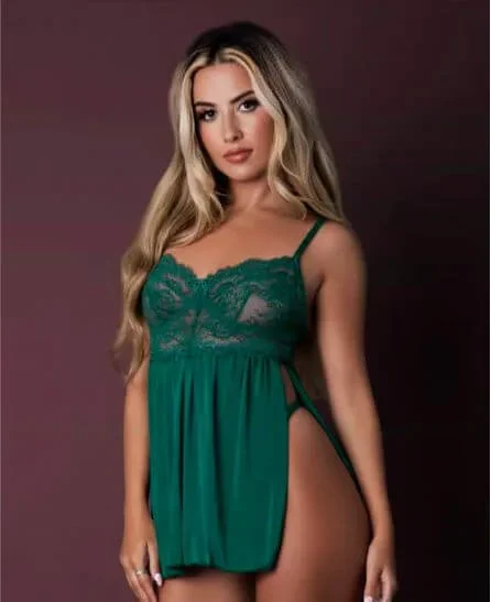Magic Silk Evermore Babydoll & Cheeky Panty Set Emerald S M
