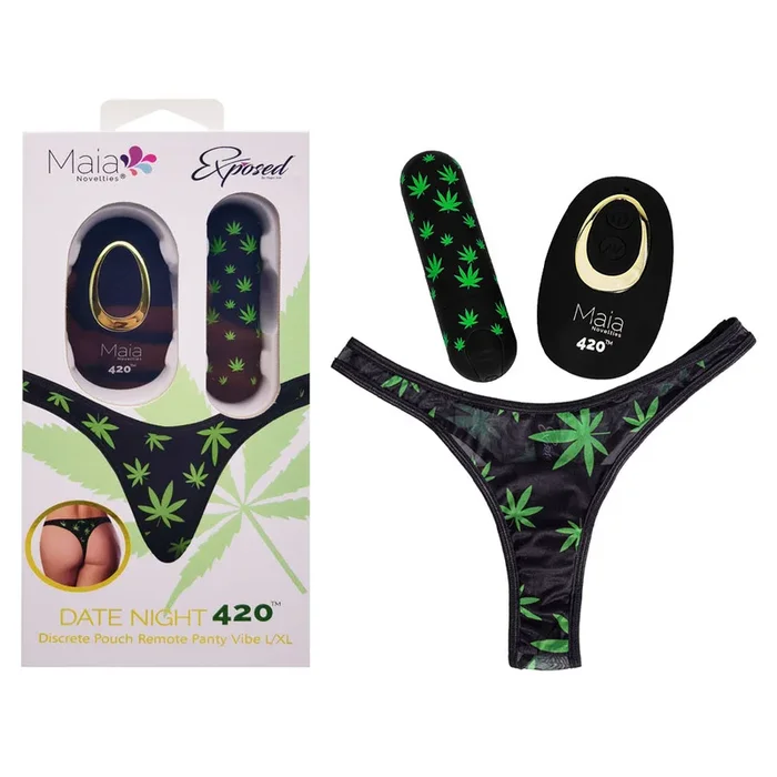 Maia DATE NIGHT 420 PANTY VIBE – L/XL – Black L/XL 420 Panty with Black USB Rechargeable Bullet