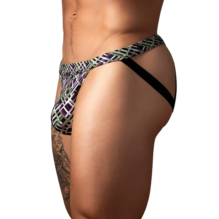 Male Power Gridlock’d Jock with Strap Print S/M