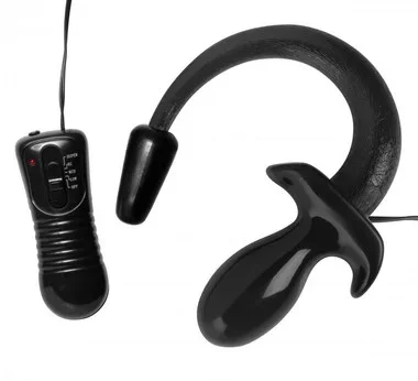 Master Series Dog Tail Vibrating Butt Plug Black