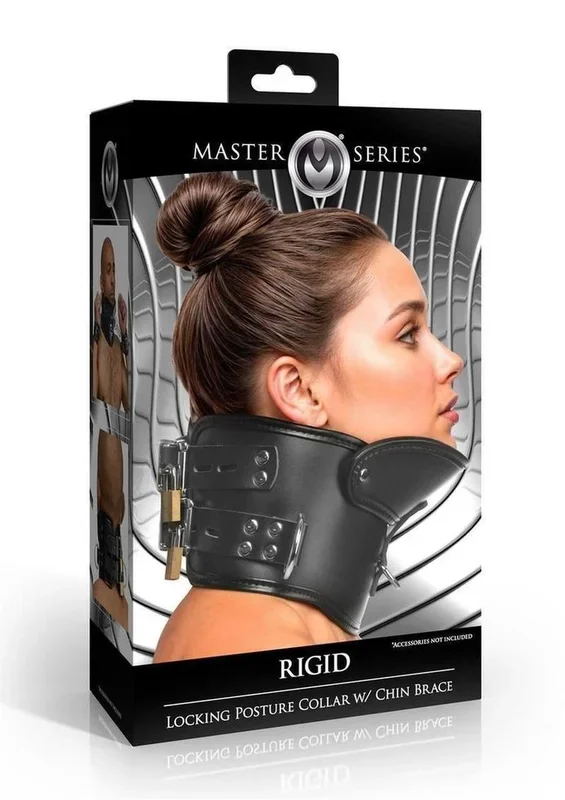 Master Series Rigid Locking Posture Collar with Chin Brace – Black