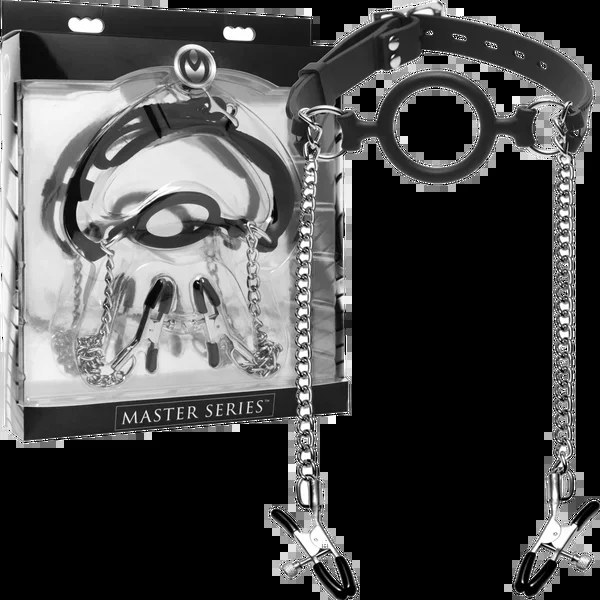 Mutiny Silicone O-Ring Gag With Nipple Clamps