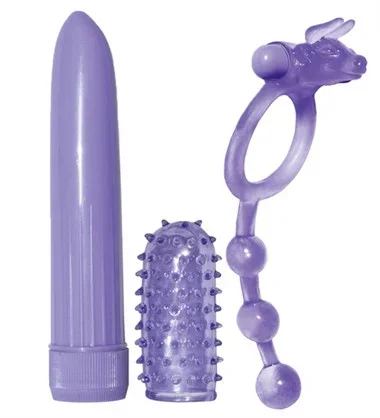 Nasstoys Horny Explorer Love Ring, Anal Beads and Vibrator Kit Lavender