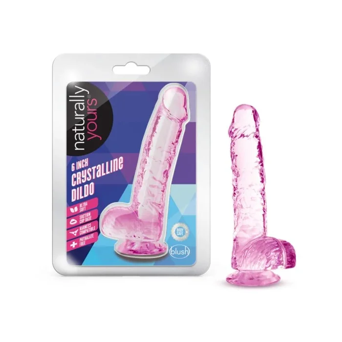 Naturally Yours 6″ Crystaline Dildo Rose