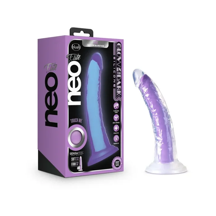 Neo Elite – Glow in the Dark – Light – 7 inch Silicone Dual Density Dong – Neon Purple