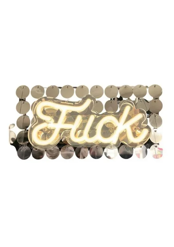 Neon Light Up Fuck Sign – Silver/White