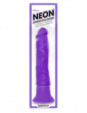 Neon Silicone Wall Banger Vibrating Dildo Purple